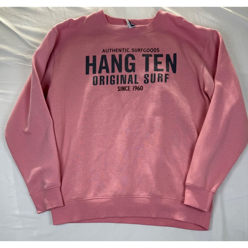 Hang Ten Pink Original Surf Graphic Crewneck Sweatshirt Mens Large